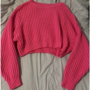 Cozy Cropped Pink Knit Sweater